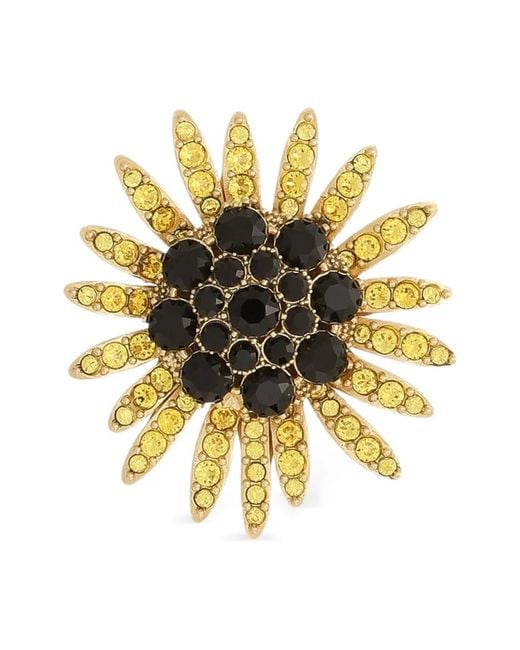 Dolce & Gabbana Metallic Flower Rhinestones-Embellished Brooch for men