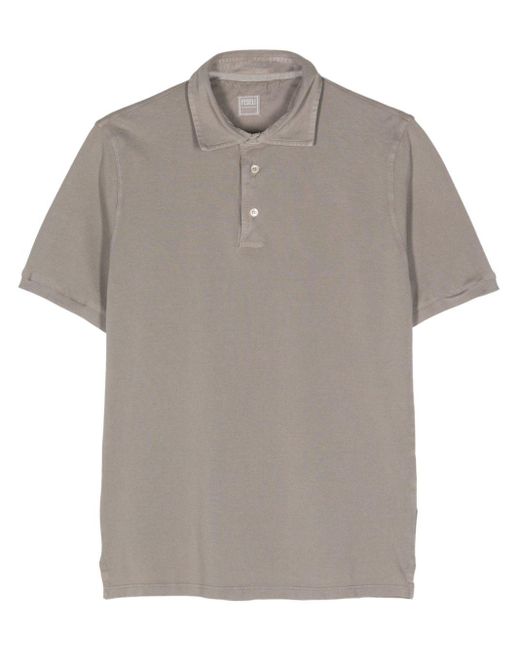 Fedeli Gray Piqué Cotton Polo Shirt for men
