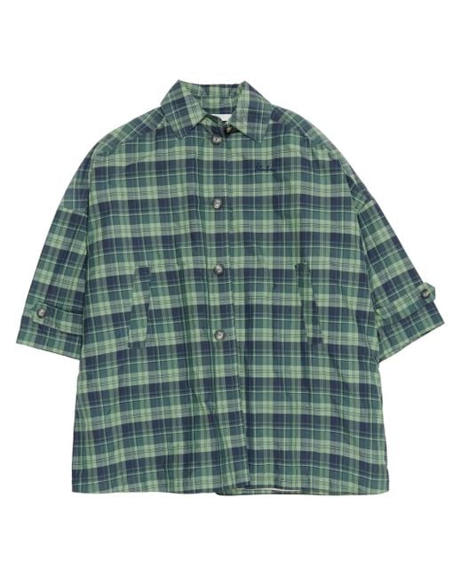 Bimba Y Lola Green Check-Print Trench Jacket