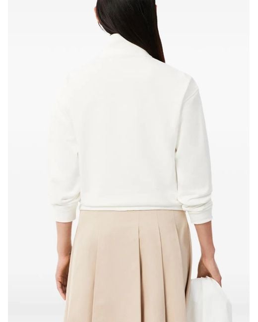 Lacoste White Logo-Patch Half-Zip Sweatshirt