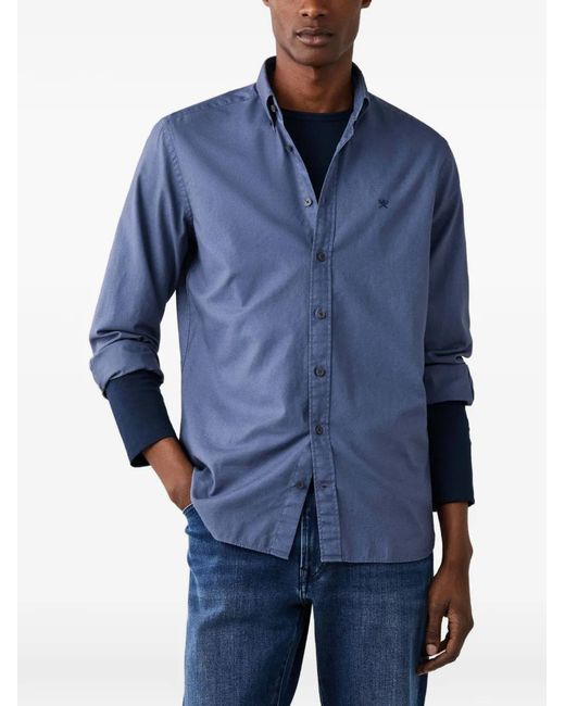 Hackett Blue Embroidered-Logo Shirt for men