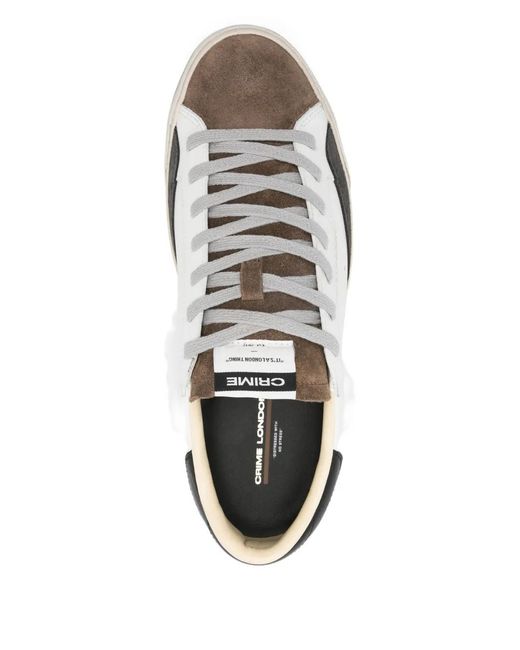 Crime London White Distressed Panelled Sneakers for men