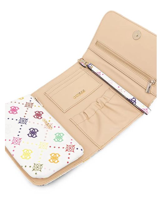 Guess White Silia Monogram-Print Logo-Plaque Wallet