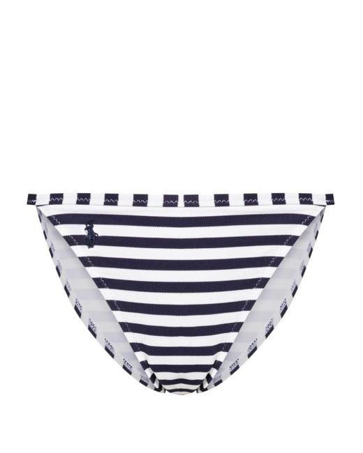 Polo Ralph Lauren Blue Striped Piqué-weave Bikini Bottom