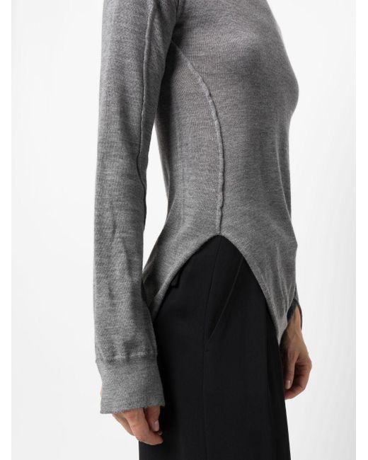 The Row Gray Roll-neck Asymmetric Knitted Top