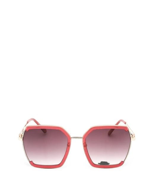 GUESS EYEWEAR Pink Oversized Geometric-Frame Sunglasses