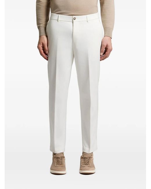 Peserico White Pressed-Crease Tailored Trousers for men