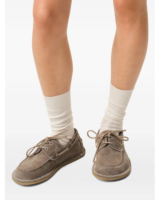 AMI Brown Suede Boat Shoes