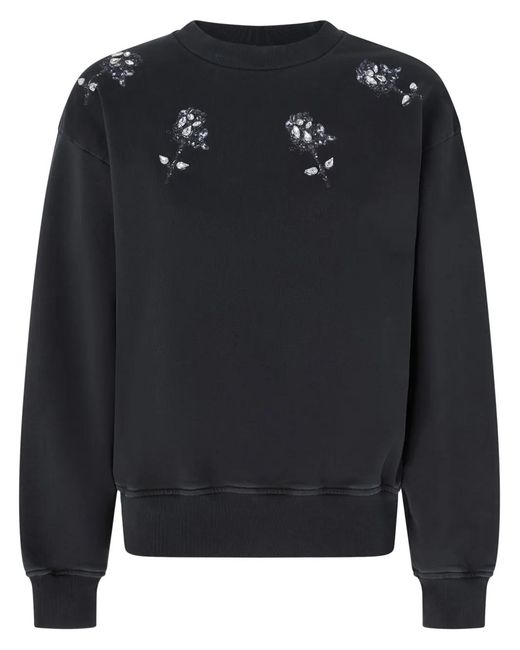 Pinko Black Floral-Print Sweatshirt