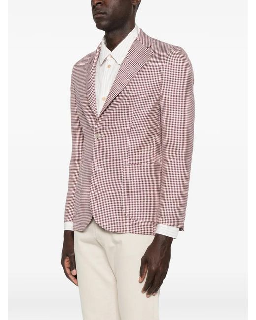 Barba Napoli Pink Blazer À Motif Pied-De-Poule for men