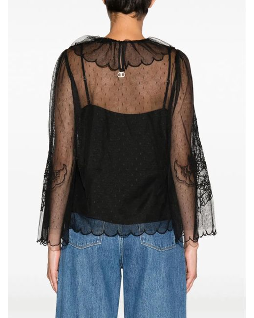 Twinset Black Bluse Im Layering-Look
