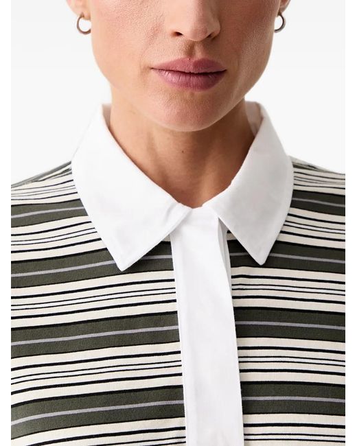 Rag & Bone Gray Kelly Striped Long-Sleeve Cotton Polo Shirt