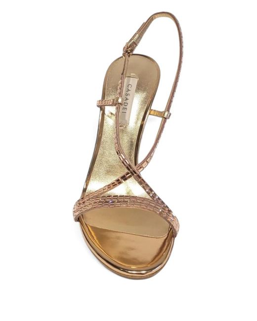 Casadei ビジュートリム スリングバックサンダル 100mm Metallic