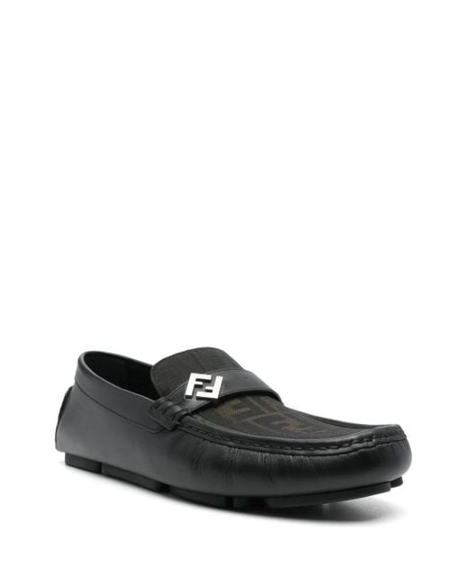Fendi Black Ff Squared Loafers for men