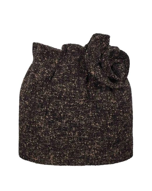 Magda Butrym Black Floral-Applique Tweed Mini Skirt