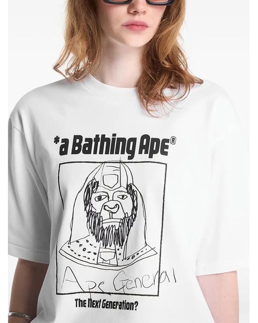 A Bathing Ape White Ape General Print T-Shirt