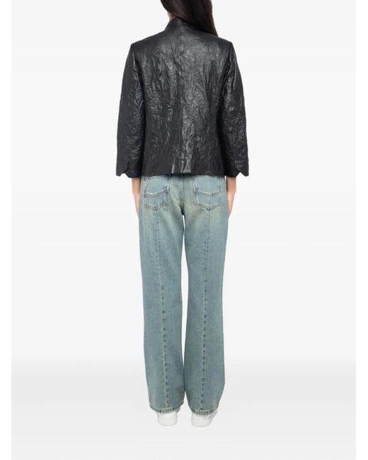 Zadig & Voltaire Black Veryn Crinkle Leather Blazer
