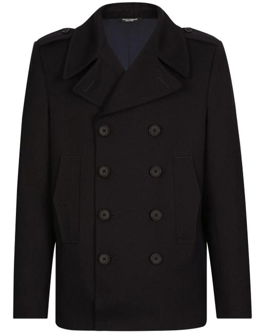 Dolce & Gabbana Black Cotton Double-Breasted Blazer for men