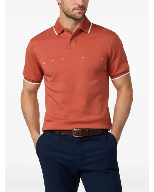 Hackett Red Logo-Print Short-Sleeve Polo Shirt for men