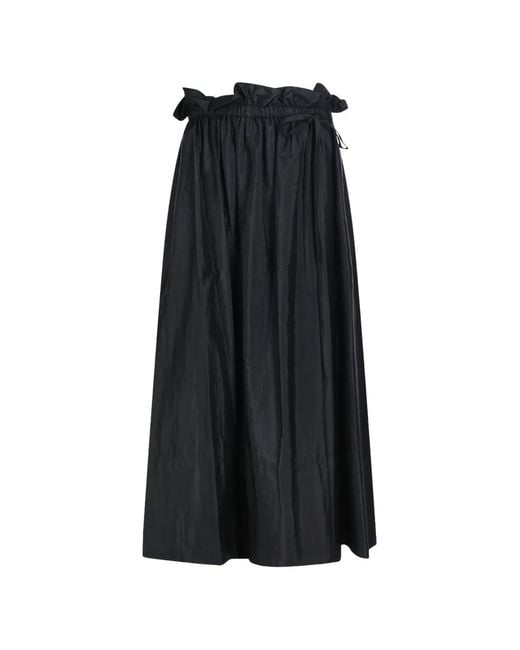 Jil Sander Black Ruffled Drawstring Midi Skirt
