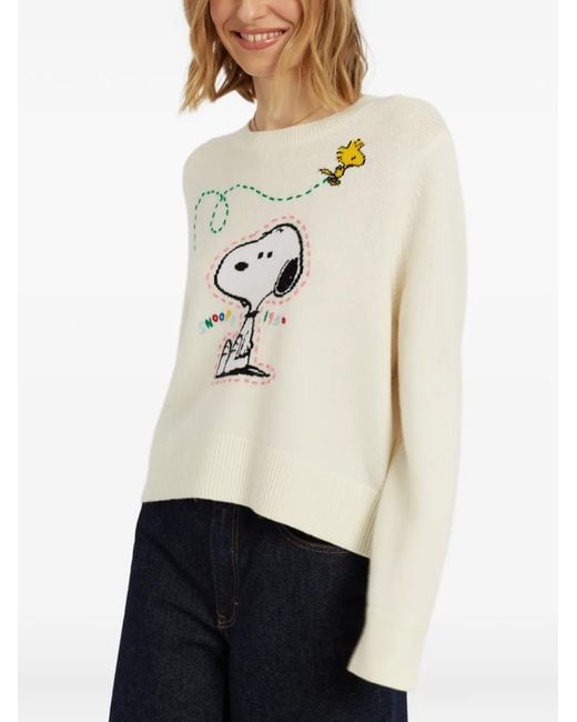 Chinti & Parker White Snoopy Embroidered Sweater