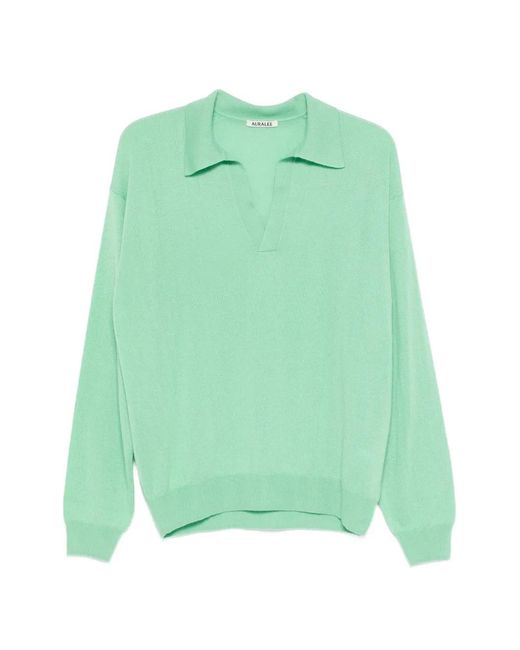 Auralee Green Skipper Polo Shirt for men