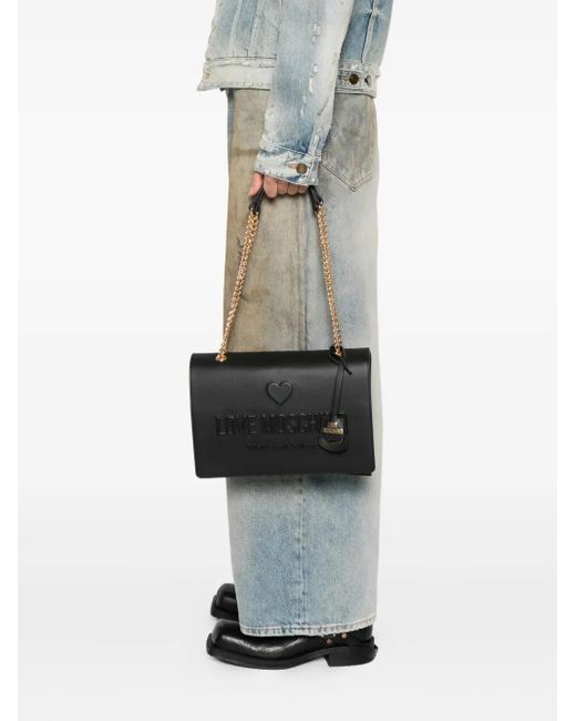 Love Moschino Black Logo-Embossed Shoulder Bag