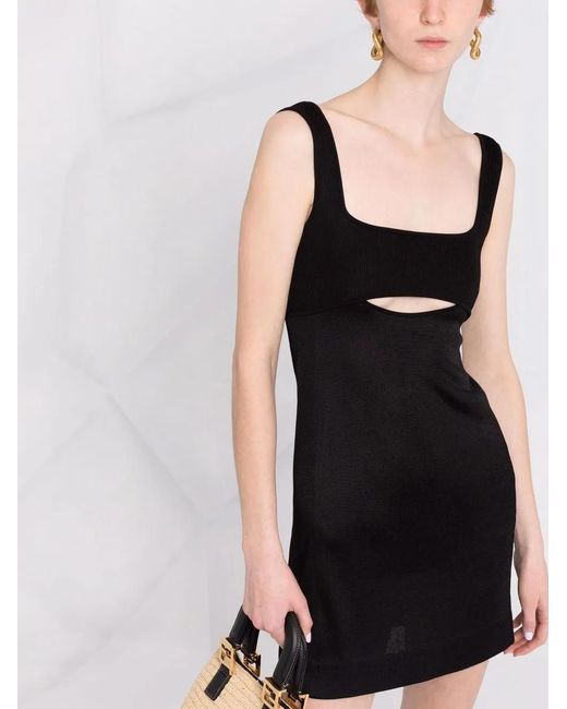 Saint Laurent Black Cut-Out Sleeveless Mini Dress
