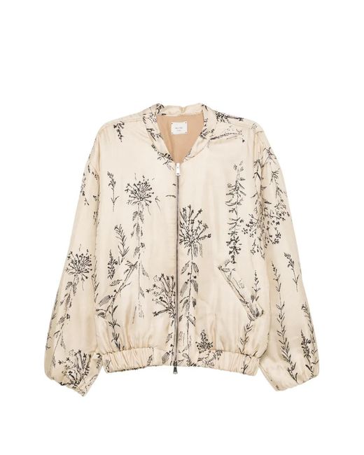 Alysi Natural Floral-Print Bomber Jacket