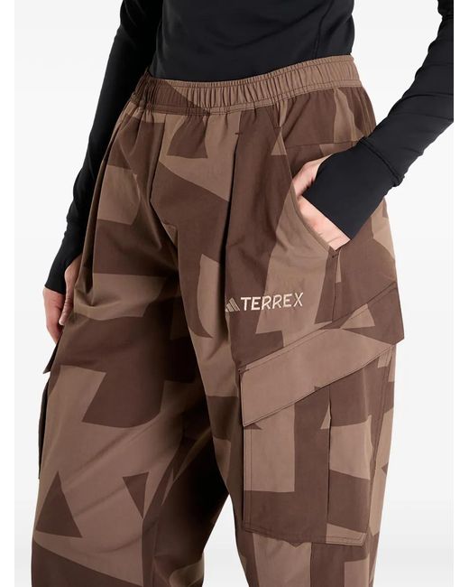 Adidas Brown Printed-Design Track Pants