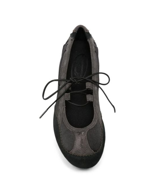 DIESEL Black Lace-Up Panelled Ballet Flats