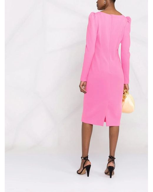 Dolce & Gabbana Pink U-Neck Long-Sleeved Dress