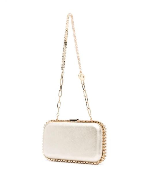 Rosantica White Clio Crystal-Embellished Leather Clutch Bag