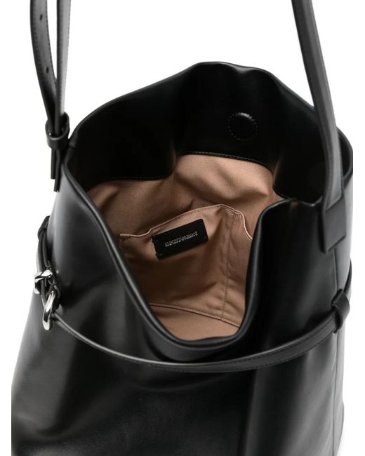 Emporio Armani Black Buckle Strap Bucket Bag
