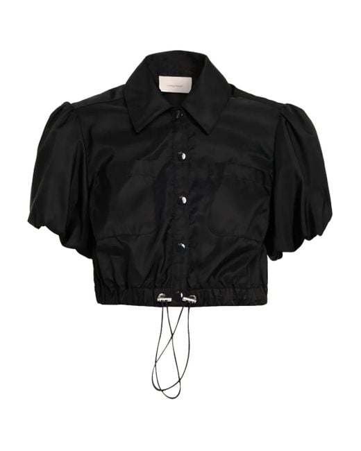 Cinq À Sept Black Puff-sleeve Crop-length Shirt