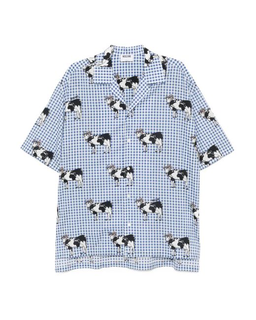 Moschino Blue Cow-Printed Shirt for men