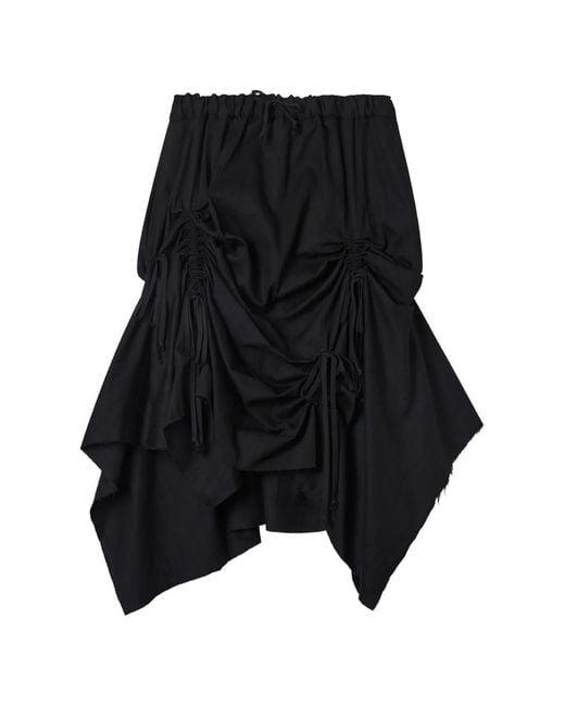 Yohji Yamamoto Black Gathered Midi Skirt