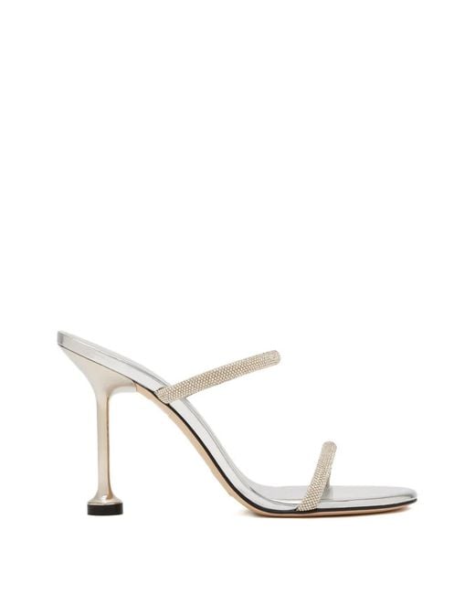 Stuart Weitzman White Crystal-Embellished Stiletto Sandals
