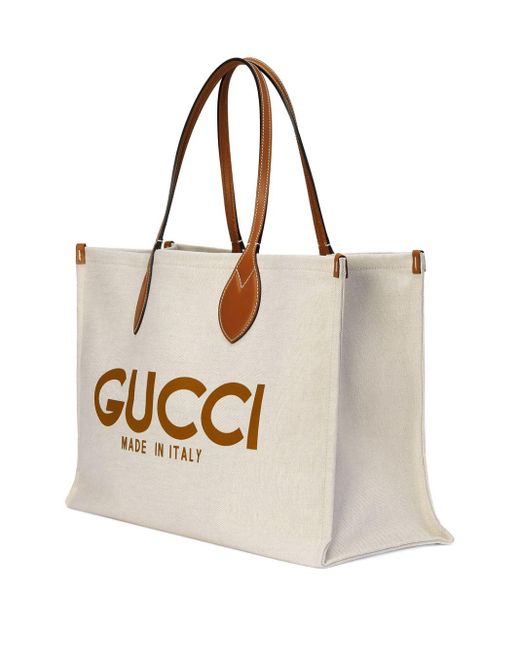 Gucci Shopper Met Logoprint in het Natural