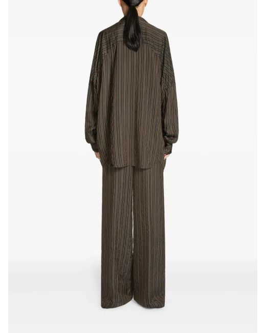Dries Van Noten Brown Striped Cocoon Shirt