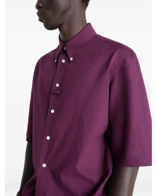 Lemaire Purple Button-Down Loop Short Sleeve Shirt for men