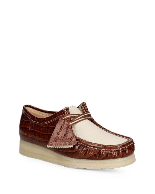 Clarks Brown Croc-Effect Wallabee Loafers