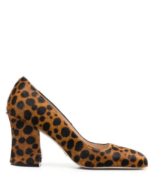 Stuart Weitzman Brown Curveblock Leopard-Print Pumps