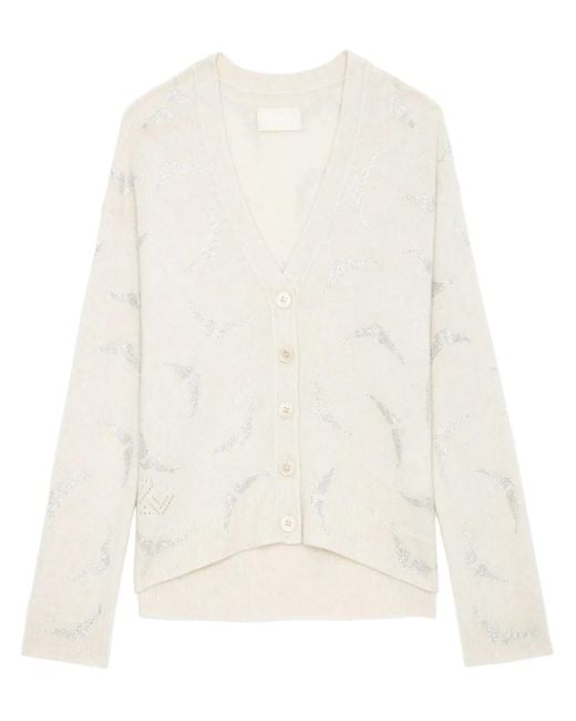 Zadig & Voltaire White Mirka Strass Wings Cardigan