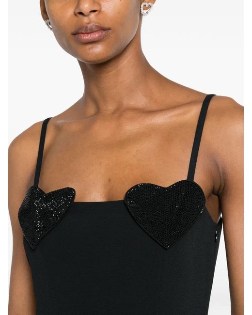 Blumarine Black Heart-Motif Embellished Midi Dress
