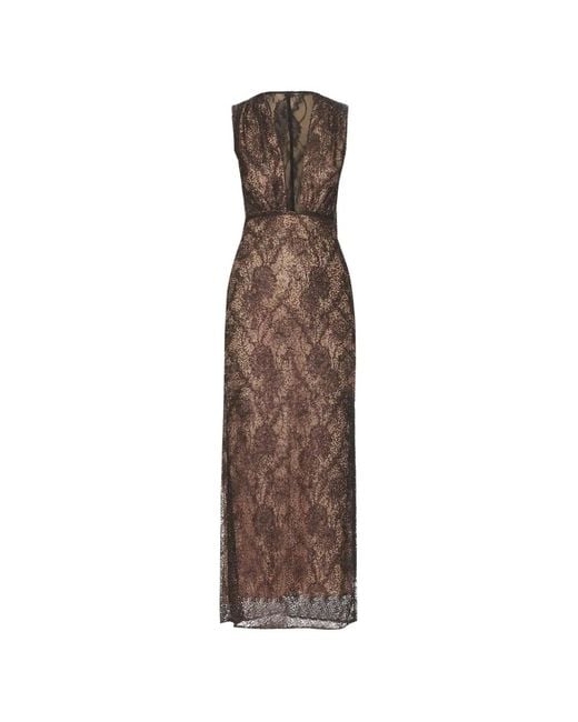 AKNVAS Natural Floral-Lace Sequin-Embellished Maxi Dress