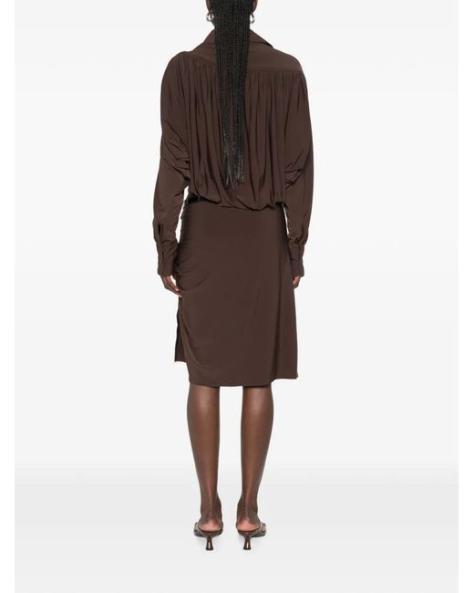 Coperni Brown Mittellanges Hemdkleid