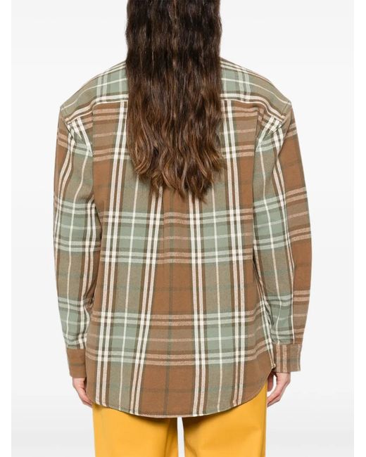 6397 Geruite Button-Down Blouse in het Natural