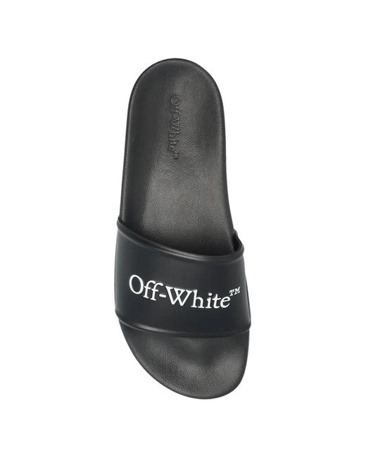 Off-White c/o Virgil Abloh White Bookish Logo Slides