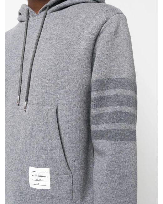 Thom Browne Gray Tricolor Knit Hoodie For for men